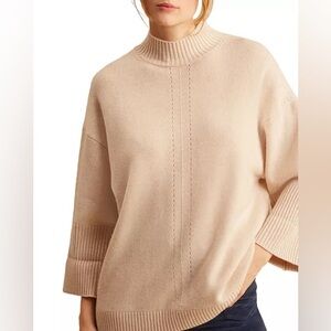 Gerard Darel Beige Turtleneck Sweater three -quarter length 100%Wool size3